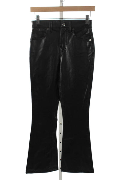 Veronica Beard Women Faux Leather Button Pants Black 27 Inseam Size 24