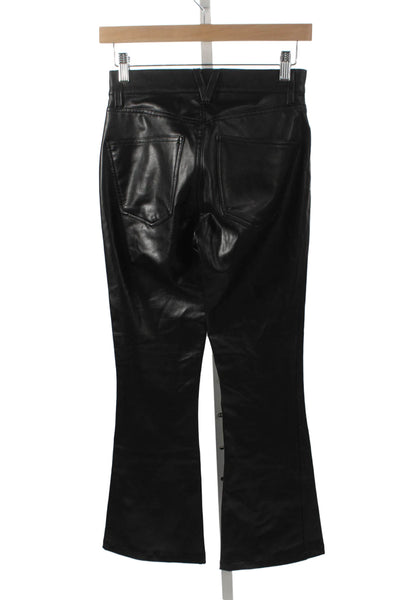 Veronica Beard Women Faux Leather Button Pants Black 27 Inseam Size 24