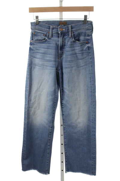 Mother Women Cropped Wide Leg 90s Jeans Blue High Rise Size 24