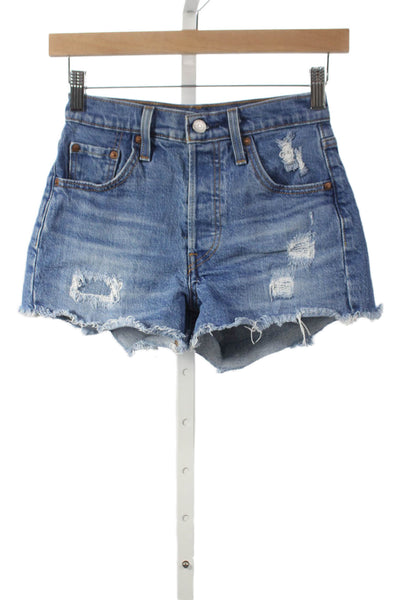 Levi Strauss & Co Womens Cut-Off Distressed Blue Denim Shorts Size 23