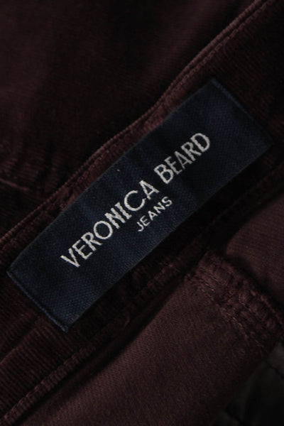 Veronica Beard Womens Ankle Pants Brown Zip 98% Cotton Size 24