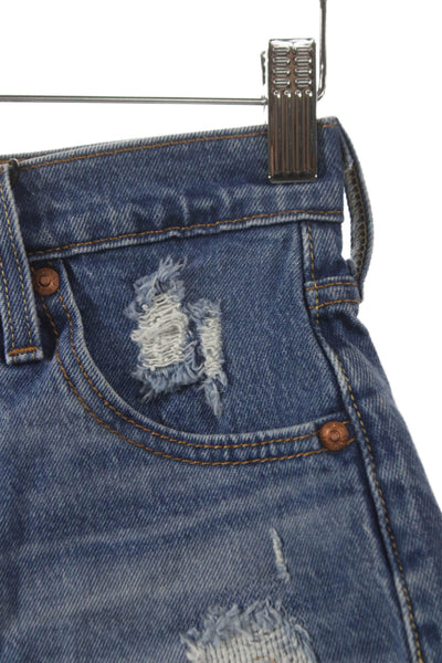 Levi Strauss & Co Women Cut-Off Distressed Blue Cotton Shorts Size 23
