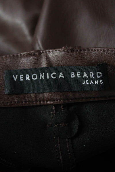 Veronica Beard Unisex Adults Brown Flare Pants Polyester Button Size 24