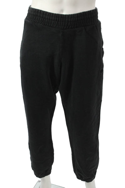 Adidas Unisex Adults Black 100% Cotton Jogger Pants Drawstring Size XL