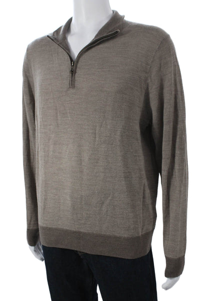 Brooks Brothers Mens Merino Wool Mock Neck Pullover Sweater Brown Size L