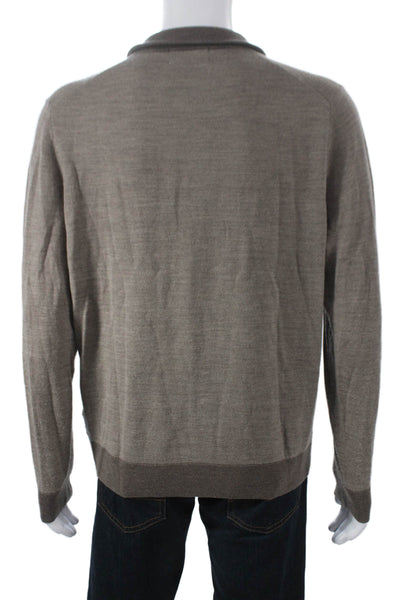 Brooks Brothers Mens Merino Wool Mock Neck Pullover Sweater Brown Size L