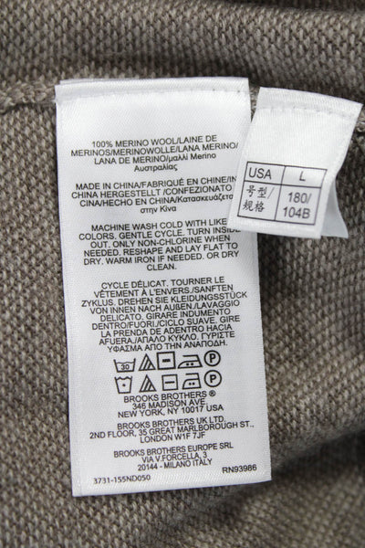 Brooks Brothers Mens Merino Wool Mock Neck Pullover Sweater Brown Size L