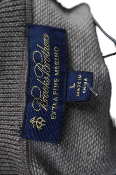Brooks Brothers Mens Merino Wool Mock Neck Pullover Sweater Brown Size L