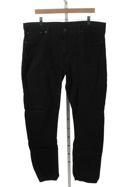 Levis Mens Straight Black Jeans Button Cotton Inseam 32 Size 38