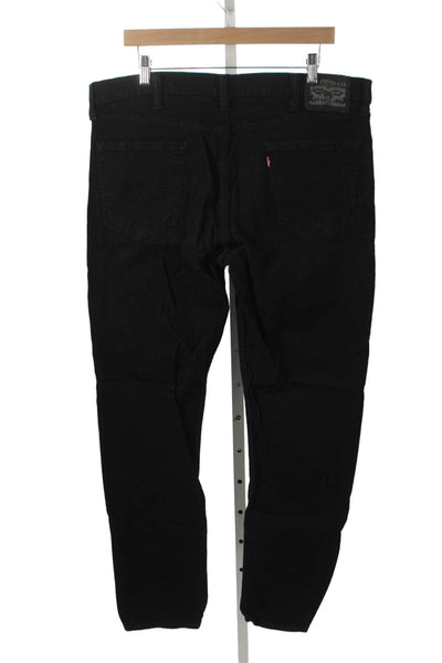Levis Mens Straight Black Jeans Button Cotton Inseam 32 Size 38