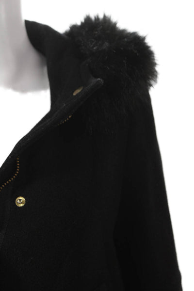 J Crew Women Parka Black Wool Zip Long Sleeve Size 4 Tall