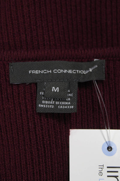 French Connection Women Pullover Red Acrylic Square Neck Short Sleeve Size M