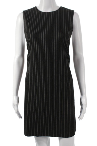 Alice + Olivia Womens Shift Dress Black Sleeveless Zip Round Neck Short Size S