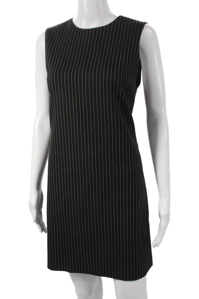 Alice + Olivia Womens Shift Dress Black Sleeveless Zip Round Neck Short Size S