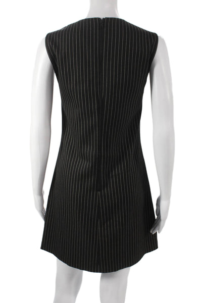 Alice + Olivia Womens Shift Dress Black Sleeveless Zip Round Neck Short Size S