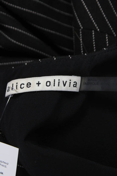 Alice + Olivia Womens Shift Dress Black Sleeveless Zip Round Neck Short Size S