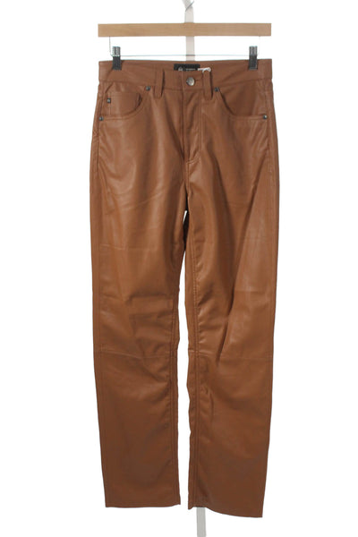 AG Women Dress Pants Brown Leather Button 29in Inseam Size 27
