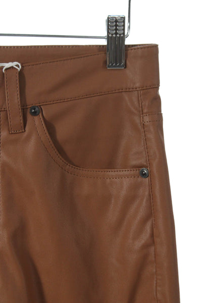 AG Women Dress Pants Brown Leather Button 29in Inseam Size 27