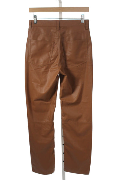 AG Women Dress Pants Brown Leather Button 29in Inseam Size 27