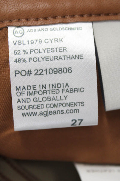 AG Women Dress Pants Brown Leather Button 29in Inseam Size 27