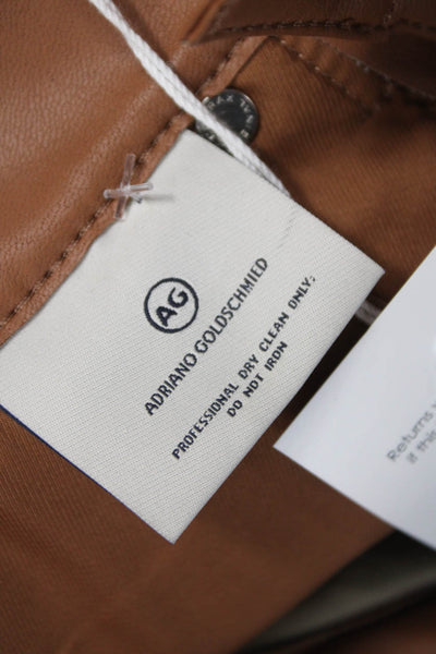 AG Women Dress Pants Brown Leather Button 29in Inseam Size 27