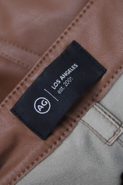 AG Women Dress Pants Brown Leather Button 29in Inseam Size 27
