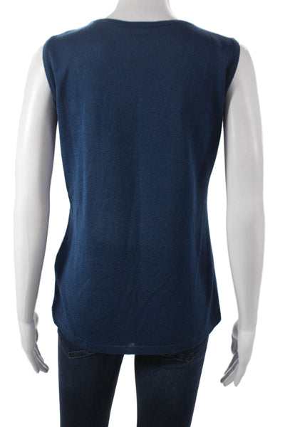 Jennifer T Women Basic Cotton Tank Top Blue Round Neck Sleeveless Size 12