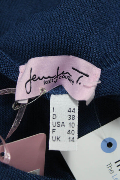 Jennifer T Womens Blue Cotton Blend Basic Sleeveless Round Neck Tank Size 10