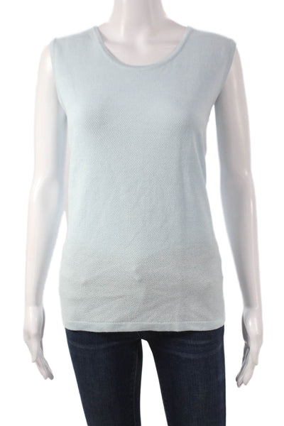 Jennifer Tyler Womens Cashmere Sleeveless Tank Blue Round Neck Size 16
