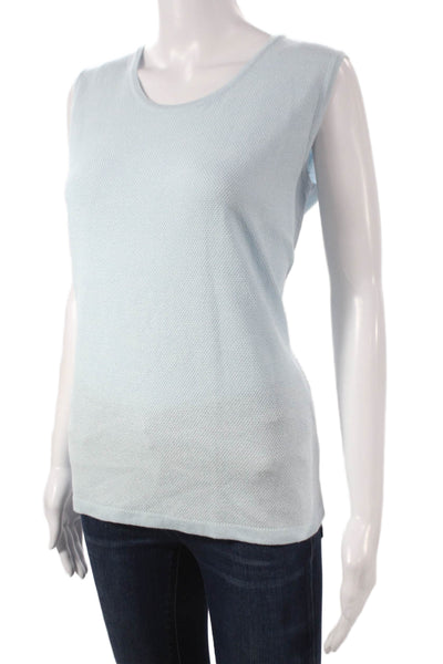 Jennifer Tyler Womens Cashmere Sleeveless Tank Blue Round Neck Size 16
