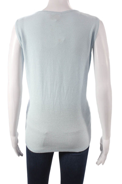 Jennifer Tyler Womens Cashmere Sleeveless Tank Blue Round Neck Size 16