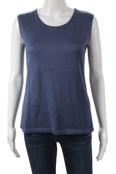 Jennifer T Womens Basic Knit Round Neck Sleeveless Tank Blue Size 18