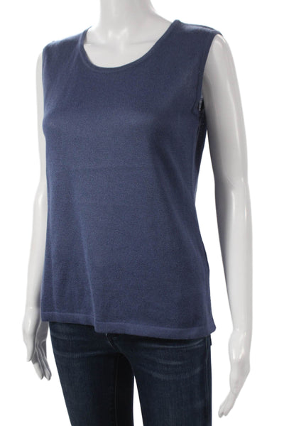 Jennifer T Womens Basic Knit Round Neck Sleeveless Tank Blue Size 18