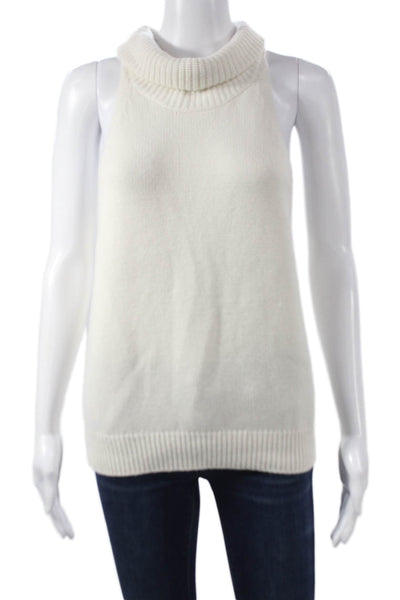 Sharis Women Basic Cashmere White Cowl Neck Sleeveless Tank Size L