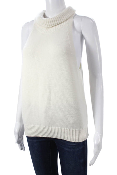 Sharis Women Basic Cashmere White Cowl Neck Sleeveless Tank Size L