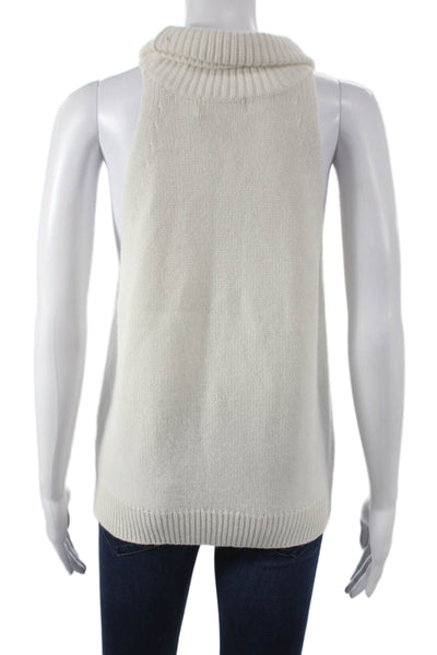 Sharis Women Basic Cashmere White Cowl Neck Sleeveless Tank Size L