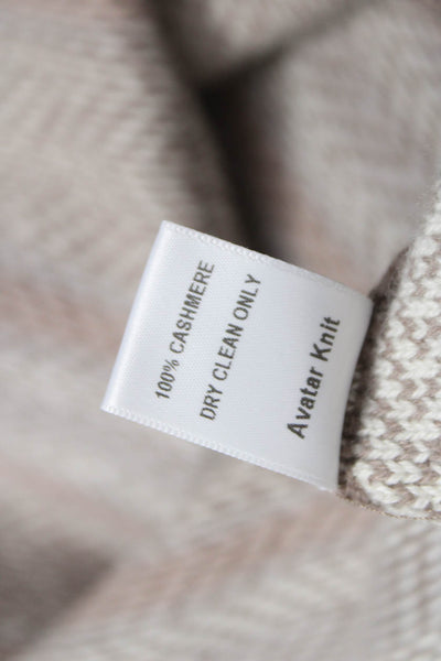 Sharis Women Striped Cashmere Hoodie Beige Size 2
