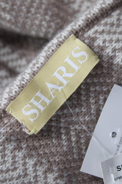 Sharis Women Striped Cashmere Hoodie Beige Size 2