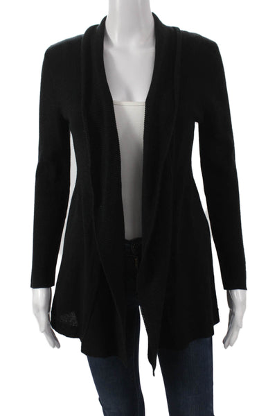 Jennifer T Womens Black Collared Cotton Cardigan Sweater Long Sleeve Size S