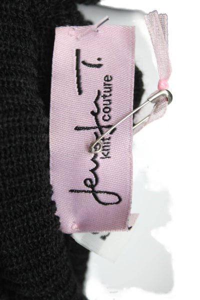 Jennifer T Womens Black Collared Cotton Cardigan Sweater Long Sleeve Size S