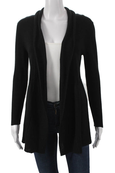 Jennifer T Women Black Collared Long Sleeve Cardigan Size M