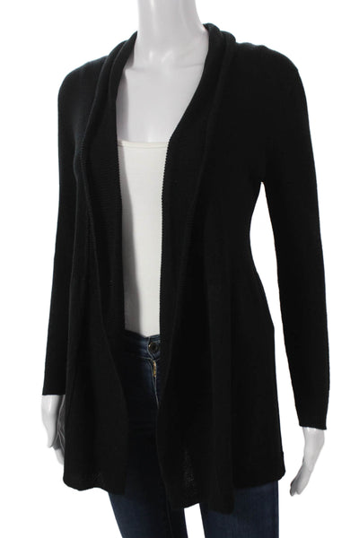 Jennifer T Women Black Collared Long Sleeve Cardigan Size M