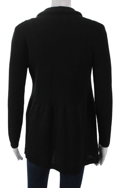 Jennifer T Women Black Collared Long Sleeve Cardigan Size M
