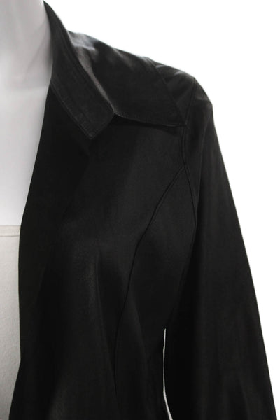 In Transit Womens Black Leather Basic Jacket Tie Long Sleeve Size M
