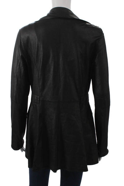 In Transit Womens Black Leather Basic Jacket Tie Long Sleeve Size M