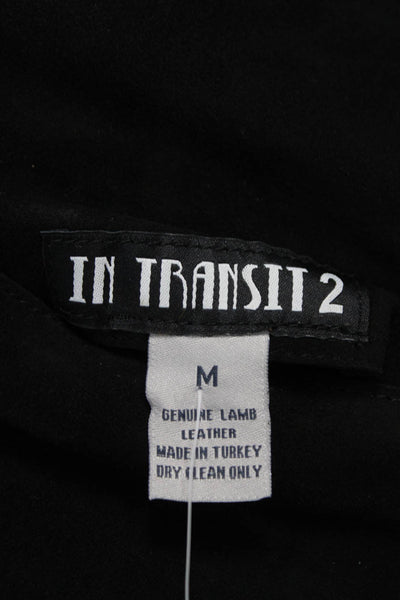 In Transit Womens Black Leather Basic Jacket Tie Long Sleeve Size M