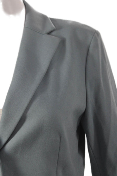 Sharis Womens Basic Jacket Blue Button Long Sleeve Solid Size 40