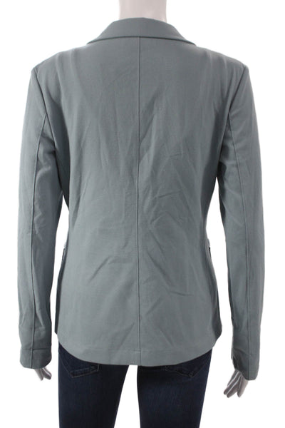 Sharis Womens Basic Jacket Blue Button Long Sleeve Solid Size 40