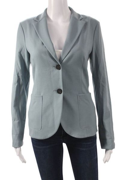 Sharis Women Blazer Blue Viscose Blend Button Long Sleeve Size 44