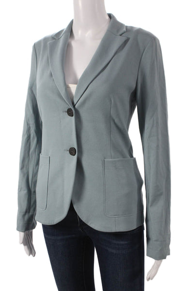 Sharis Women Blazer Blue Viscose Blend Button Long Sleeve Size 44